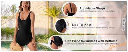 Women's One Piece Swim Romper Built-in Bra Adjustable Wide Straps Swimsuit Summer Full Coverage Comfy Bikinis Set Swimwears